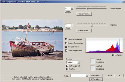 Color Temperature and Exposure Correction